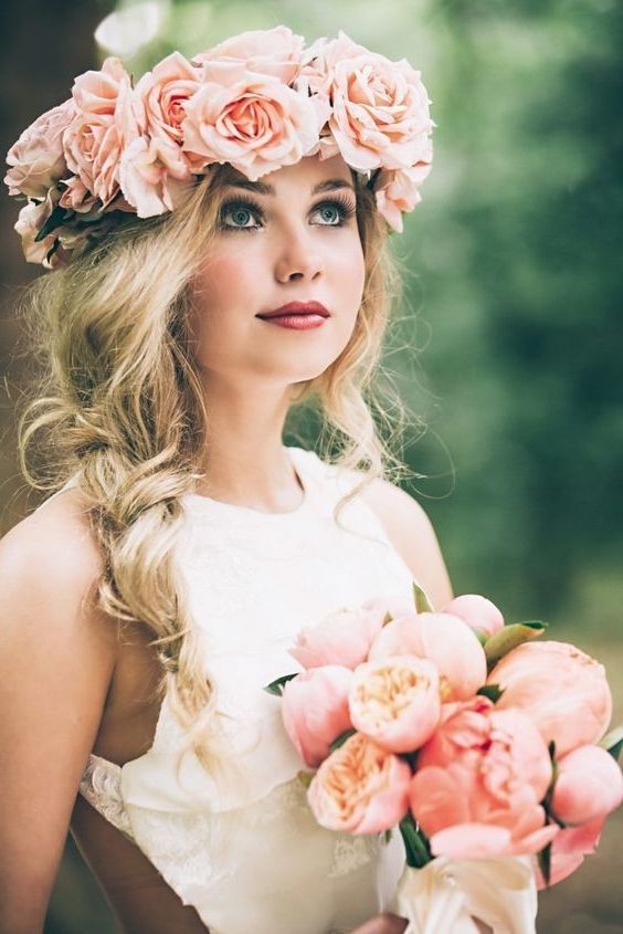 10 Flower Crown Hairstyles For Any Bride – Mywedding Within Roses Wedding Hairstyles (View 3 of 15)