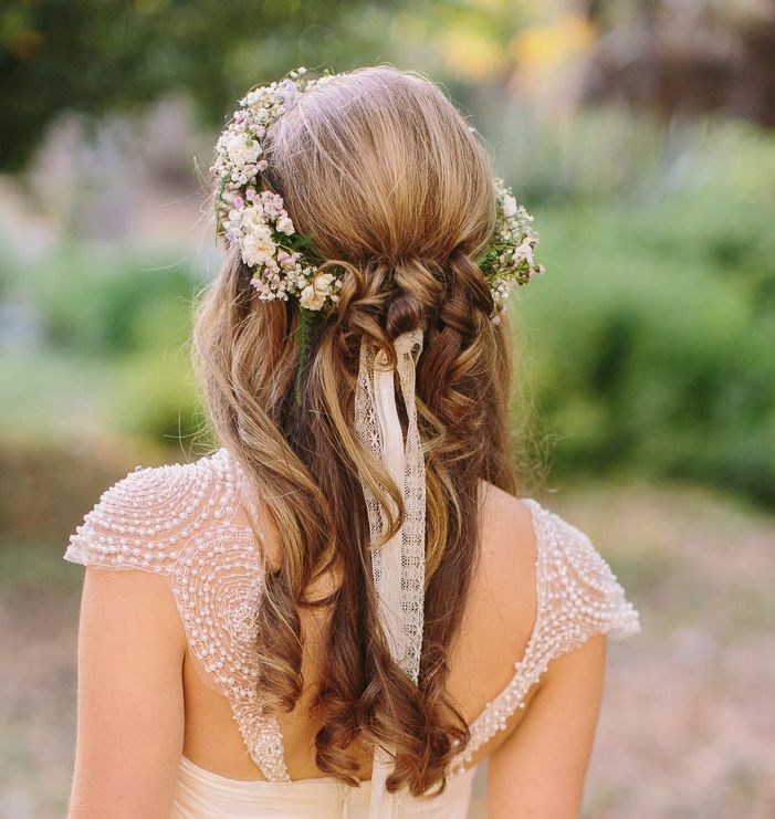 15 Classy Bridal Hairstyles You Should Try – Pretty Designs Within Wedding Hairstyles For Long Hair Down With Flowers (View 7 of 15)