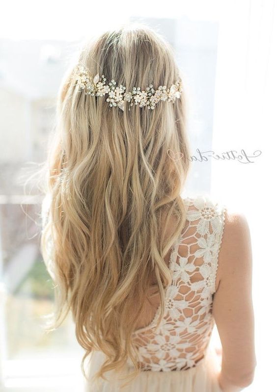 167 Best Wedding Hairstyles Images On Pinterest | Hairdo Wedding Within Wedding Hairstyles For Long Hair Down With Flowers (View 12 of 15)