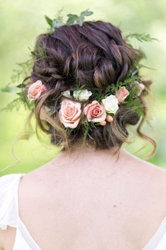 17 Amazing Wedding Hairstyles With Flowers | Blush Roses, Weddings Within Roses Wedding Hairstyles (Photo 2 of 15)