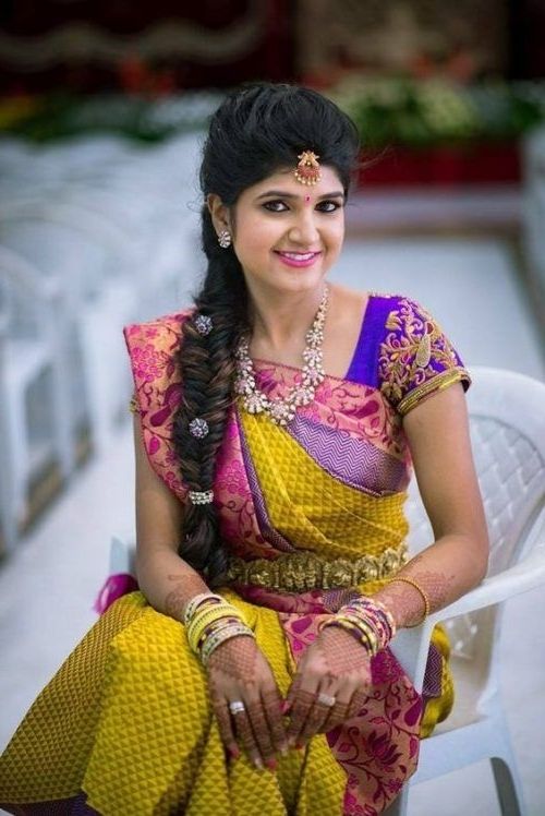 17 South Indian Hairstyles To Show Off That Thick Long Hair With Regard To Indian Wedding Hairstyles For Long Hair On Saree (View 1 of 15)