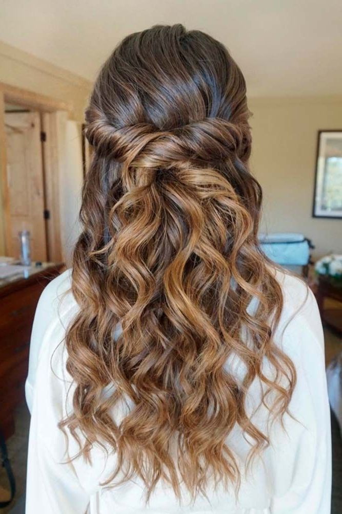 30 Chic Half Up Half Down Bridesmaid Hairstyles | Pinterest Regarding Half Up Wedding Hairstyles For Long Hair (View 13 of 15)