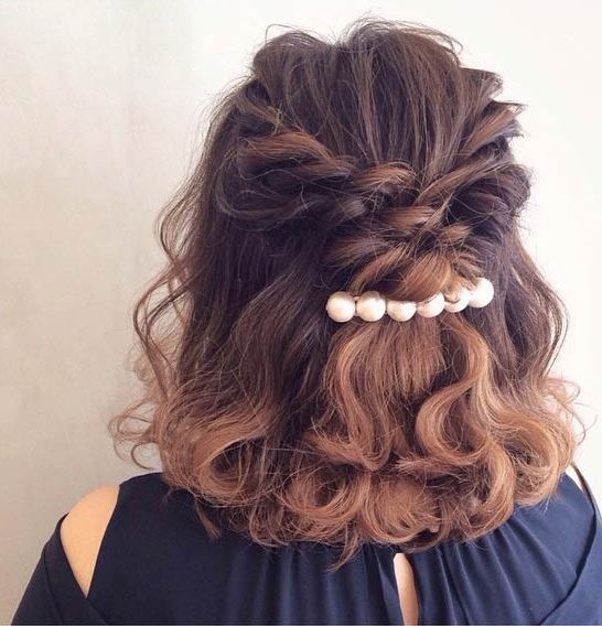 31 Half Up, Half Down Hairstyles For Bridesmaids | Stayglam Inside Half Up Medium Length Wedding Hairstyles (View 2 of 15)