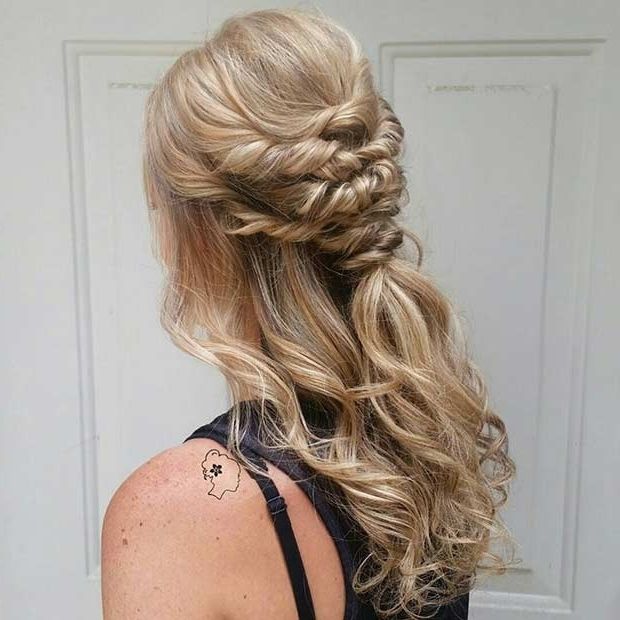31 Half Up, Half Down Hairstyles For Bridesmaids | Stayglam Pertaining To Curly Hair Half Up Wedding Hairstyles (View 8 of 15)