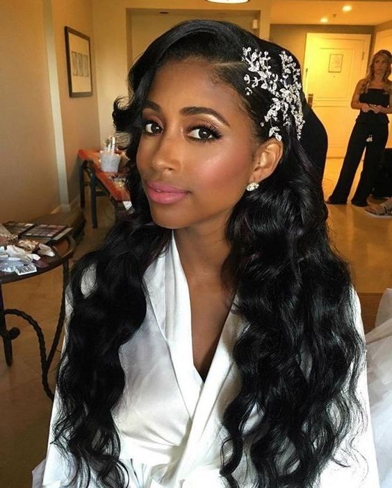 43 Black Wedding Hairstyles For Black Women | Pinterest | Loose With Regard To Wedding Hairstyles For Long Relaxed Hair (View 1 of 15)