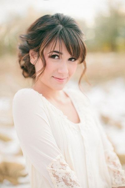 75 Wedding Hairstyles For Every Length | Wedding Planning, Etiquette Throughout Wedding Hairstyles For Medium Length Hair With Fringe (Photo 11 of 15)
