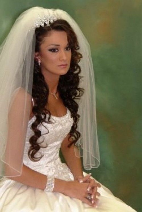 Black Long Curly Wedding Hairstyles With Tiara And Veil Images – Why For Wedding Hairstyles For Long Hair With Veil And Headband (View 2 of 15)