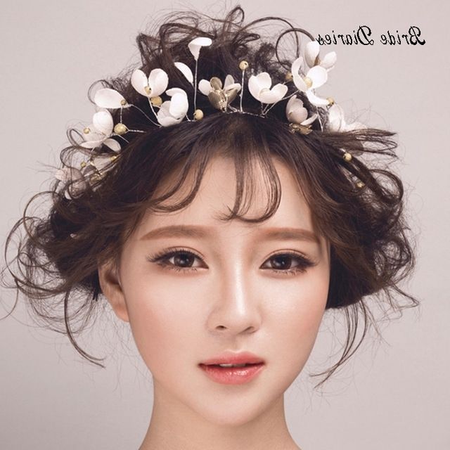 Korean Wedding Bride Hair Ornaments Crown Flower Party Jewelry Throughout Korean Wedding Hairstyles (View 6 of 15)
