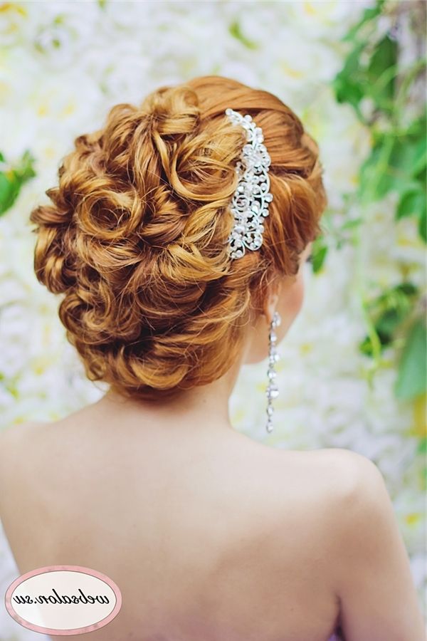Long Curly Updo Wedding Hairstyle | Deer Pearl Flowers Inside Curly Updos Wedding Hairstyles (Photo 6 of 15)