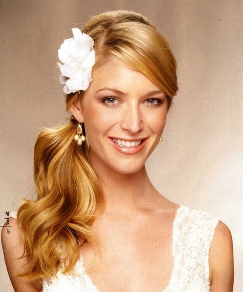 Long Wedding Hairstyles With Flower | Trendy Hairstyles Intended For Wedding Hairstyles For Straight Hair (View 14 of 15)