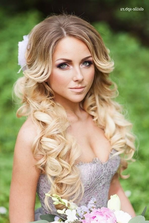 Ombre Long Curly Wedding Hairstyle | Deer Pearl Flowers In Wedding Hairstyles Without Curls (View 13 of 15)