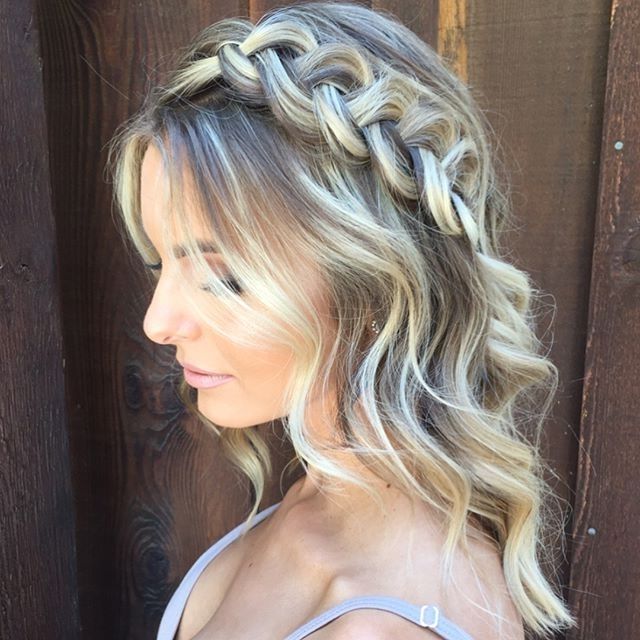 Side Braid Detail On Medium Length Hair Makeup@shelby_mcelroy Throughout Wedding Hairstyles For Shoulder Length Thick Hair (Photo 12 of 15)