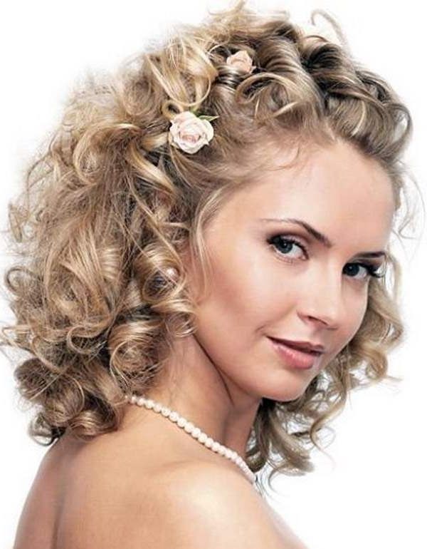 Wedding Hairstyles For Medium Hair In Curly Medium Length Hair Wedding Hairstyles (View 8 of 15)