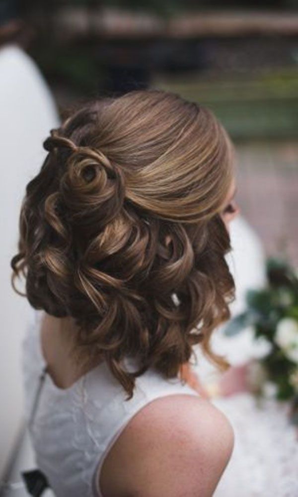 Wedding Hairstyles For Short Hair Half Up Half Down | Wedding Ideas With Regard To Wedding Hairstyles For Short Length Hair Down (View 5 of 15)