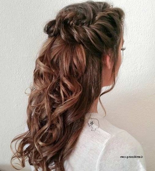 Wedding Hairstyles Half Up Half Down With Curls And Braid Lovely 31 Regarding Half Up Wedding Hairstyles For Bridesmaids (View 9 of 15)