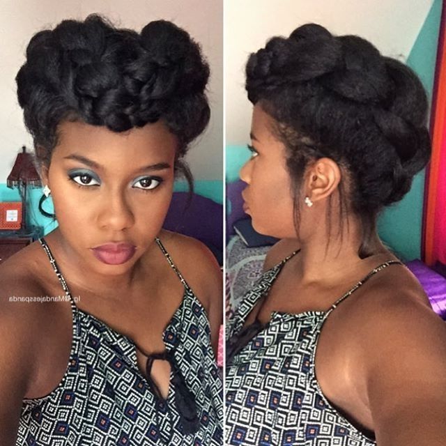 10 Gorgeous Photos Of French And Dutch Braid Updos On Natural Hair Within Latest Dutch Braid Crown For Black Hair (View 9 of 15)