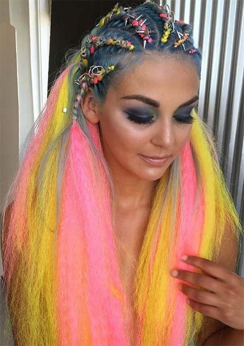 100 Ridiculously Awesome Braided Hairstyles To Inspire You Regarding Newest Top Knot Ponytail Braids With Pink Extensions (View 12 of 15)