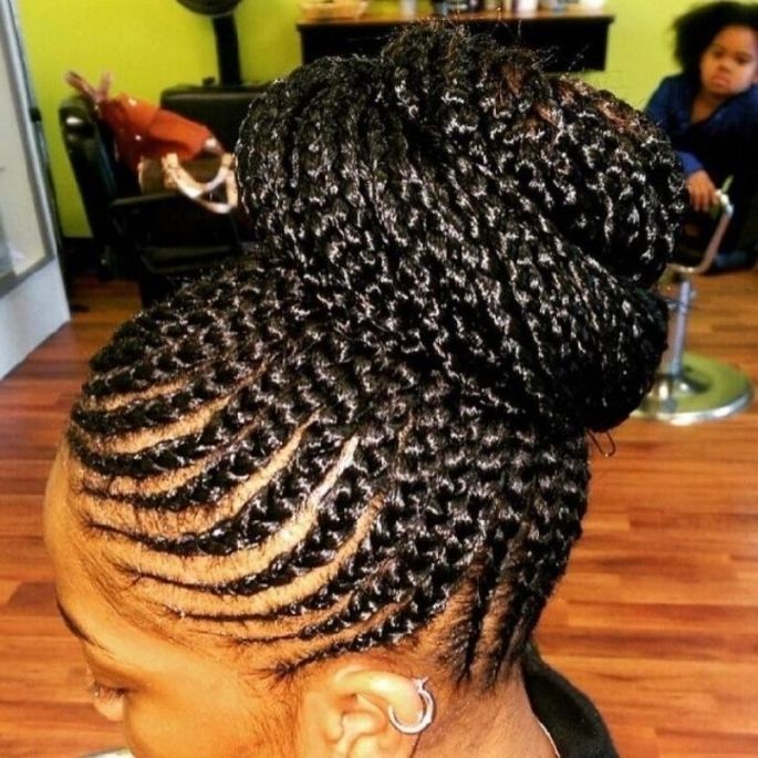 15 Lovely Ghana Braids Styles – Updos, Cornrows, Jumbo, Ponytail Intended For Most Recently Ghana Braids Bun Hairstyles (Photo 12 of 15)