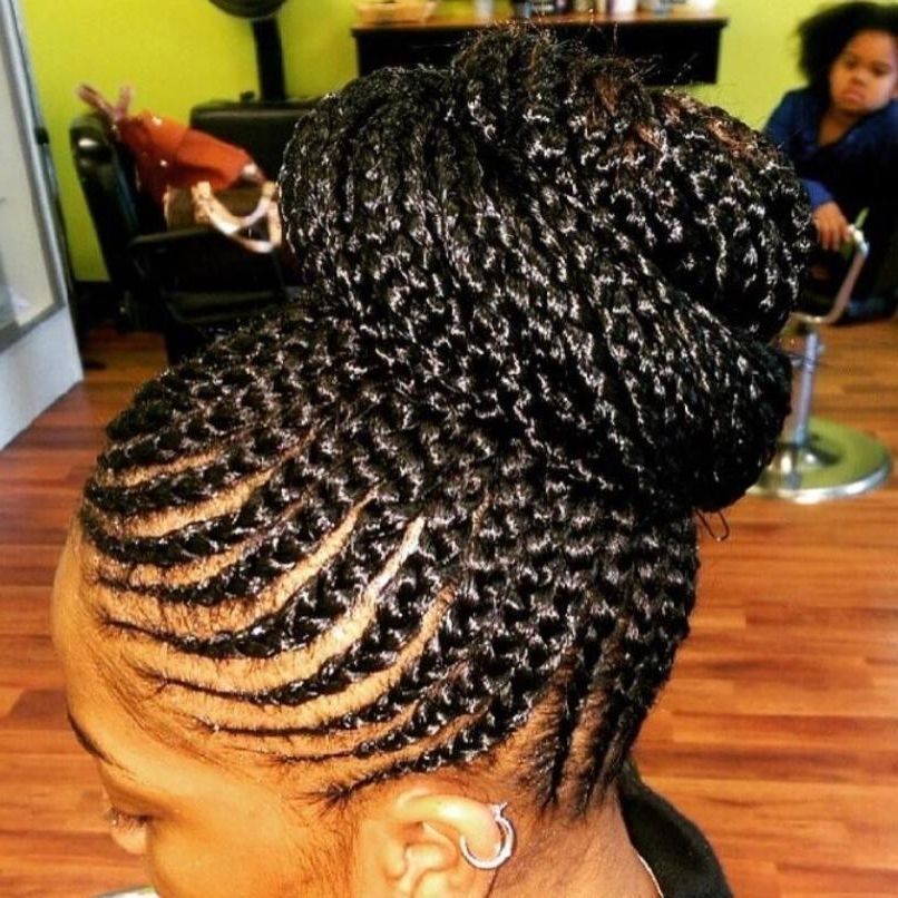 15 Lovely Ghana Braids Styles – Updos, Cornrows, Jumbo, Ponytail With Most Recent Cornrow Updo Hairstyles With Weave (Photo 6 of 15)