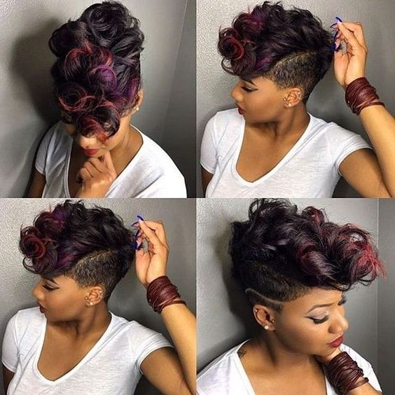20 Badass Mohawk Hairstyles For Black Women With Most Recent Twisted Black And Magenta Mohawk (Photo 5 of 15)
