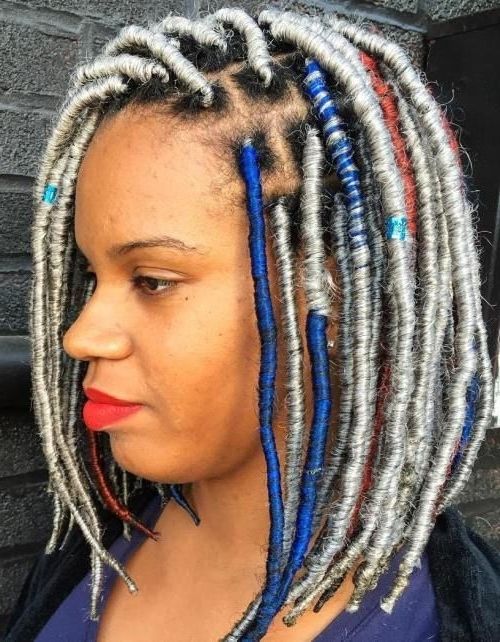 20 Cute And Creative Ideas For Short Faux Locs | Natural Hair Style Pertaining To Best And Newest Swooped Up Playful Ponytail Braids With Cuffs And Beads (Photo 15 of 15)