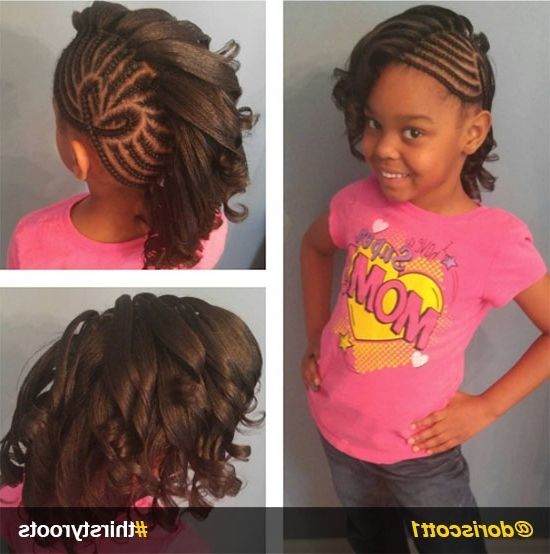 20 Cute Natural Hairstyles For Little Girls Throughout Current Cornrows And Curls Hairstyles (View 8 of 15)