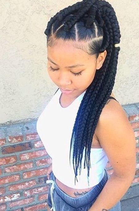 20 Elegant Big Box Braids For Most Recent Chunky Mohawk Braid With Cornrows (View 15 of 15)