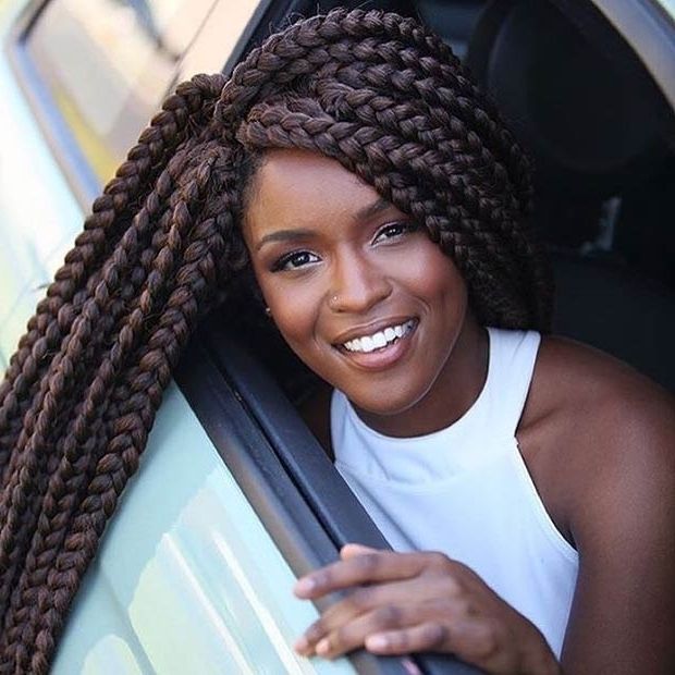 21 Best Jumbo Box Braids Hairstyles | Stayglam For Current Jumbo Braided Hairstyles (View 10 of 15)