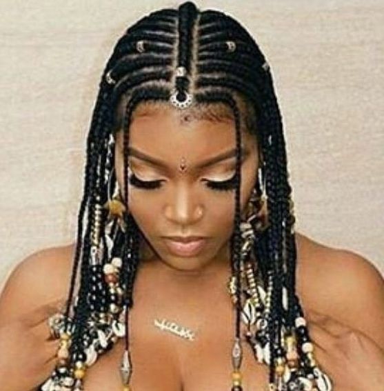 22 Unbeatable Long Box Braids To Explore – Hairstylecamp Intended For Latest Cleopatra Style Natural Braids With Beads (View 11 of 15)