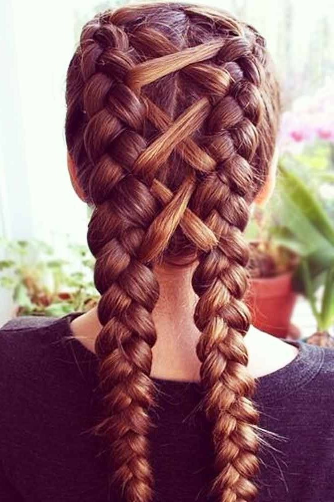 24 Cute Double Dutch Braids Ideas | Everyday Hairstyles | Pinterest For Most Popular Diagonal Two French Braid Hairstyles (Photo 6 of 15)
