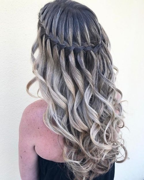 24 Stylish Waterfall Braid Hairstyles For Women 2018 | Pretty In Newest Curly Braid Hairstyles (View 12 of 15)