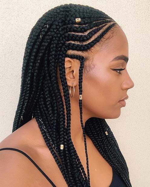 25 Best Ways To Rock Feed In Braids This Season | Stayglam In Most Popular Two Toned Fulani Braids In A Top Bun (View 2 of 15)