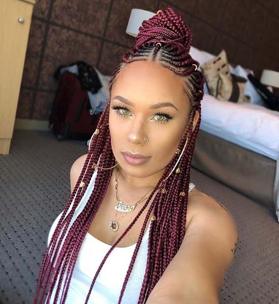 25 Hot Fulani Braids To Copy This Summer | Page 2 Of 2 | Stayglam With Regard To Latest Two Toned Fulani Braids In A Top Bun (View 15 of 15)