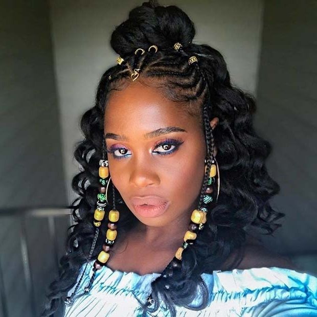 25 Hot Fulani Braids To Copy This Summer | Stayglam Pertaining To Most Current Two Toned Fulani Braids In A Top Bun (Photo 10 of 15)