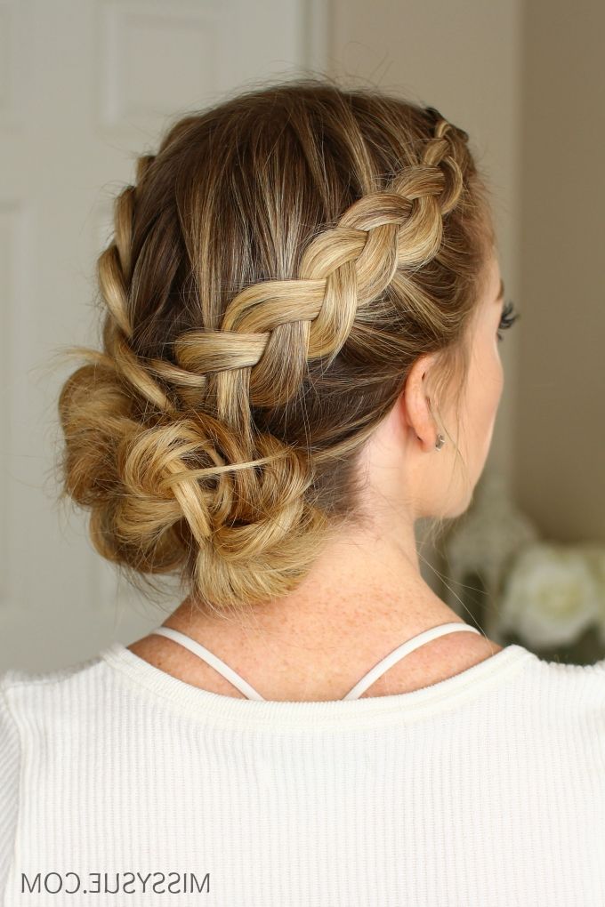 3 Easy Gym Hairstyles | Missy Sue Regarding Most Recent French Braids Into Bun (Photo 15 of 15)
