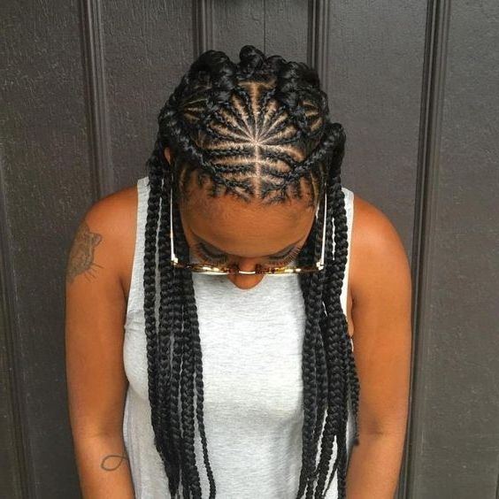 30 Beautiful Fishbone Braid Hairstyles For Black Women Pertaining To Most Current Criss Cross Goddess Braids Hairstyles (View 9 of 15)