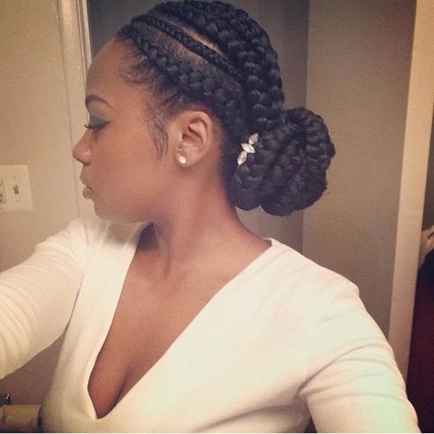 31 Best Ghana Braids Hairstyles | Stayglam Inside Newest Braided Hairstyles Up Into A Bun (View 10 of 15)