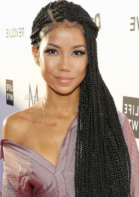 35 Bombass Ways To Style Your Bodacious Box Braids Inside Most Popular Half Cornrows Half Individual Braids (View 9 of 15)