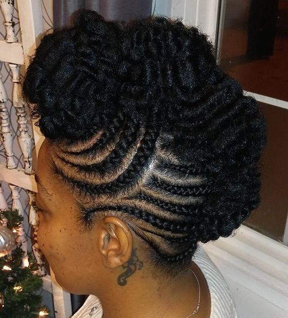 41 Cute And Chic Cornrow Braids Hairstyles For Best And Newest Updo With Thin Wavy Feed Ins (Photo 15 of 15)