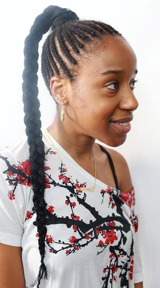 41 Cute And Chic Cornrow Braids Hairstyles Within Best And Newest Wrapped Ponytail With In Front Of The Ear Braids (View 10 of 15)