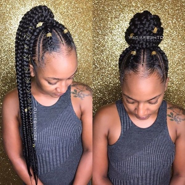 43 New Feed In Braids And How To Do It – Style Easily Pertaining To Most Current Cornrows With Artistic Beaded Twisted Bun (View 12 of 15)