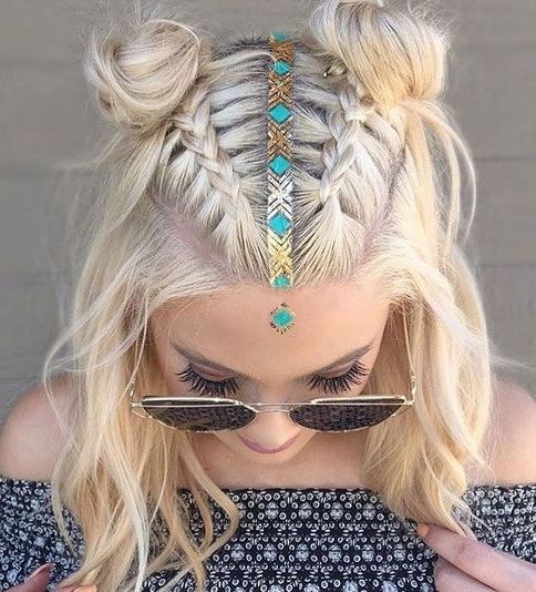 50 Amazing Updos For Medium Length Hair | Hippie Hair~Makeup Intended For Most Popular Coachella Braid Hairstyles (View 11 of 15)
