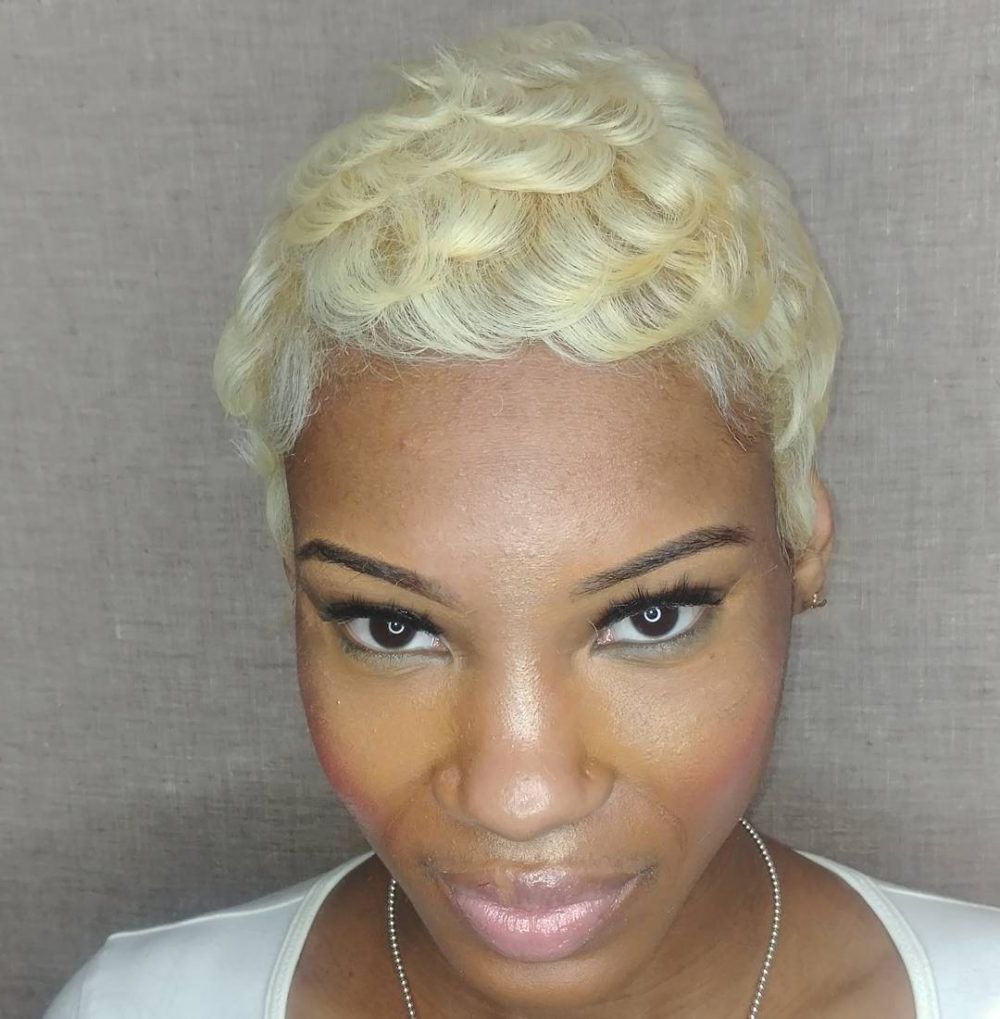 56 Popular Short Hairstyles For Black Women In 2018 Pertaining To Most Recent Long Honey Blonde And Black Pixie Haircuts (Photo 10 of 15)