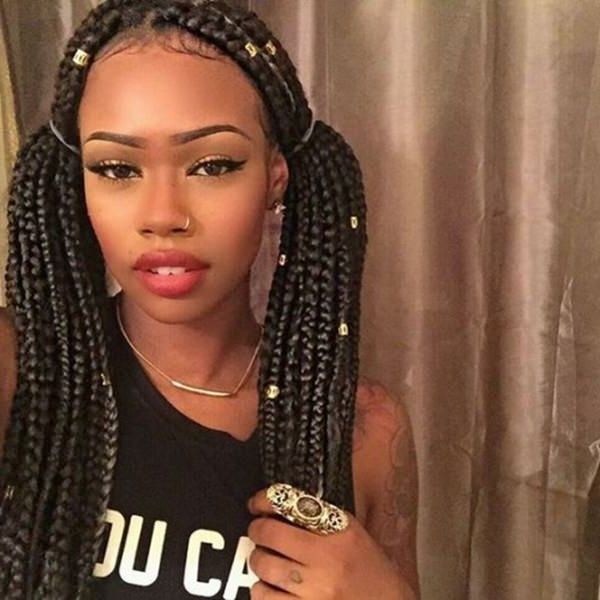 57 Poetic Justice Braids Hairstyles – Style Easily Intended For Most Recent Thin Black Box Braids With Burgundy Highlights (Photo 7 of 15)