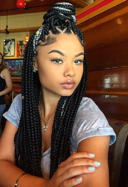 75 Super Hot Black Braided Hairstyles To Wear | Hair Styles Intended For 2018 Thin Black Box Braids With Burgundy Highlights (Photo 6 of 15)
