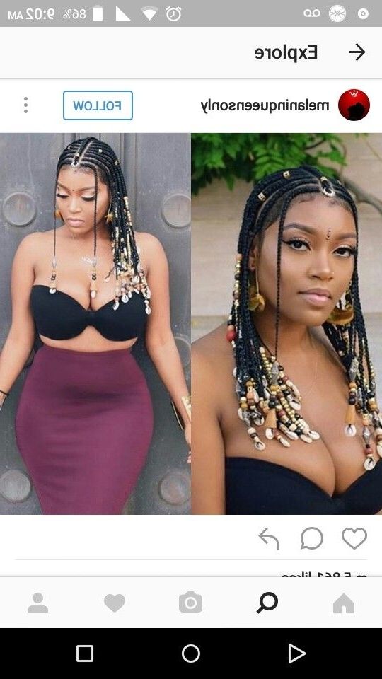 African Queen. Black. Braids. Beads. Pencil Skirt (View 3 of 15)