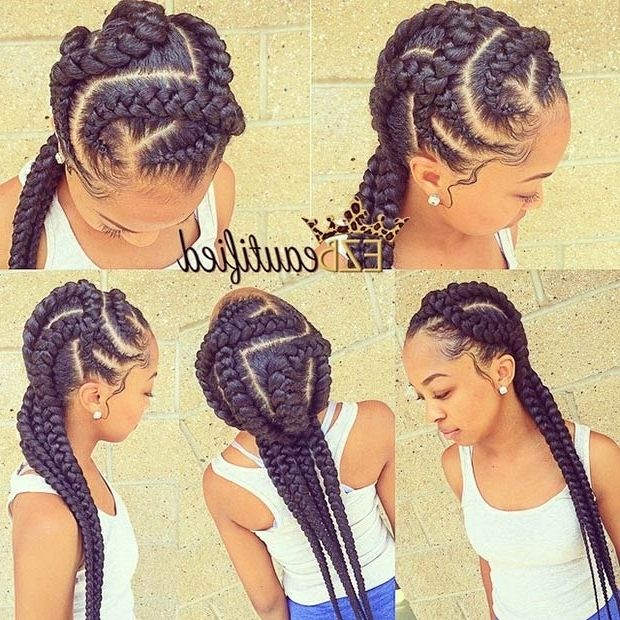 Big Cornrows Hairstyles For Afro American Women | Hairstyles Inside Most Popular Cornrows Enclosed By Headband Braid Hairstyles (Photo 9 of 15)