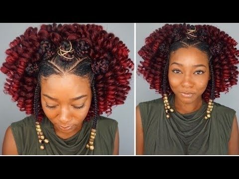 Black Protective Hairstyles | Braided Bantu Knot + Curly Crochet For Intended For Latest Cornrows And Curls Hairstyles (Photo 10 of 15)