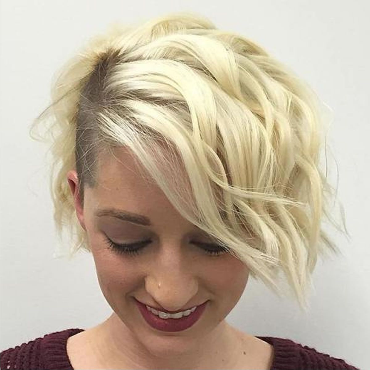 Blonde Wavy Bob Hairstyles With Temple Undercut – Hairstyles Pertaining To Current Pixie Bob Haircuts With Temple Undercut (View 13 of 15)