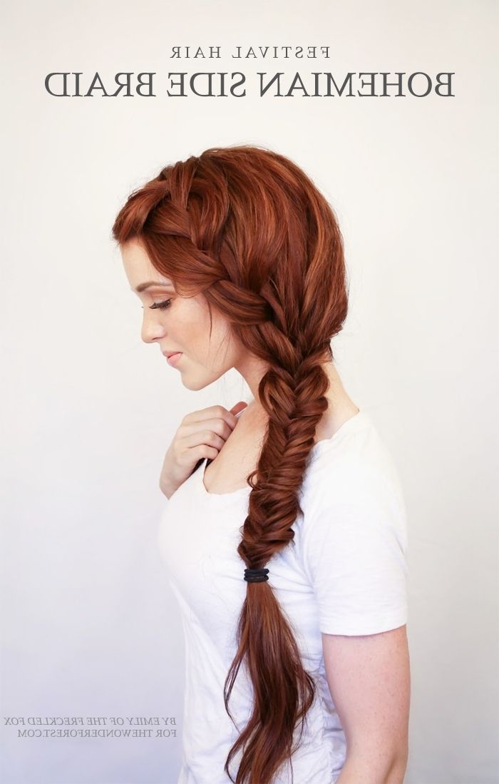Bohemian Side Braid Festival Hair Tutorial – Wonder Forest Pertaining To Recent Loose Side French Braid Hairstyles (Photo 9 of 15)